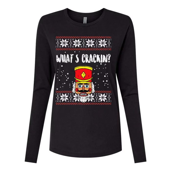 Whats Crackin Nutcracker Ugly Christmas Xmas Womens Cotton Relaxed Long Sleeve T-Shirt