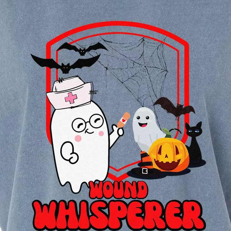 Wound Care Nurse Halloween Funny Wound Whisperer Ghost Garment-Dyed Women's Muscle Tee