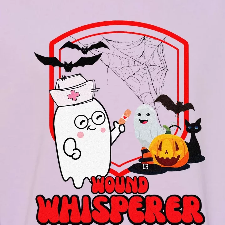 Wound Care Nurse Halloween Funny Wound Whisperer Ghost Garment-Dyed Sweatshirt