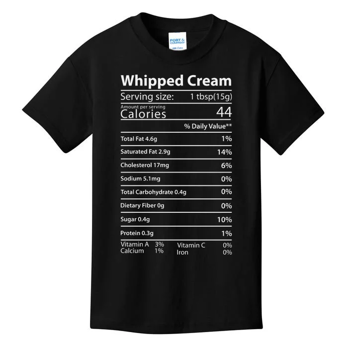 Whipped Cream Nutrition Facts Thanksgiving Gift Leg Day Kids T-Shirt