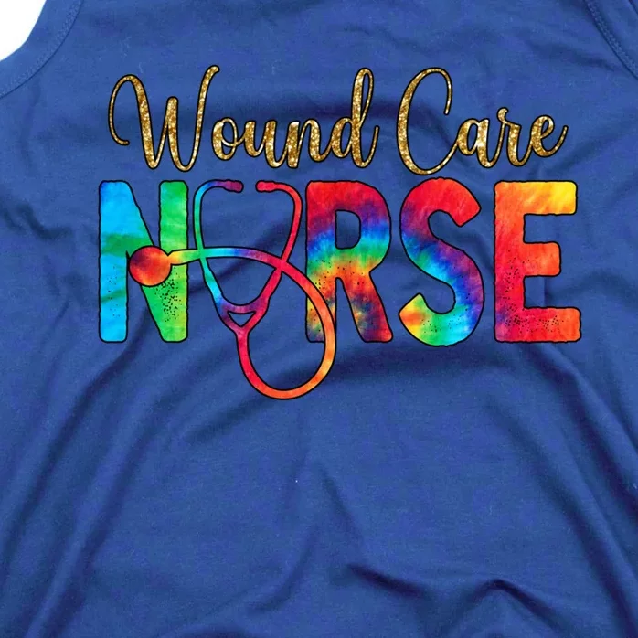 Wound Care Nurse Tie Dye Love Heart Stethoscope Rn Nurse Gift Tank Top