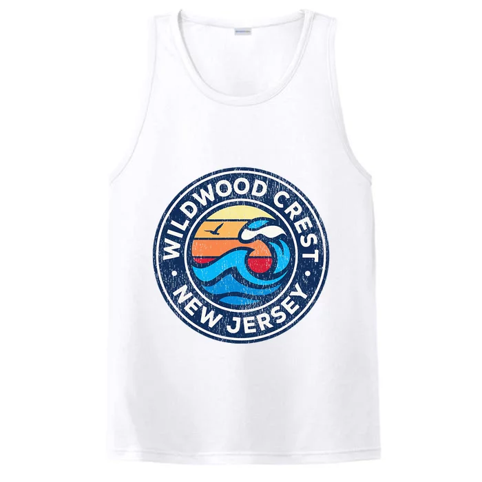 Wildwood Crest New Jersey Nj Vintage Nautical Waves Performance Tank