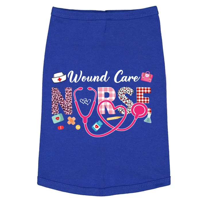 Wound Care Nurse Leopard Plaid Love Heart Stethoscope Nurse Gift Doggie Tank