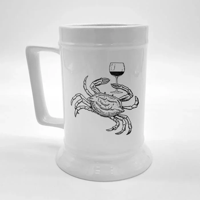 Wine Crab Ocean Lovers Shirts Funny Drinking Vacation Front & Back Beer Stein