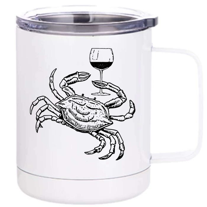 Wine Crab Ocean Lovers Shirts Funny Drinking Vacation Front & Back 12oz Stainless Steel Tumbler Cup