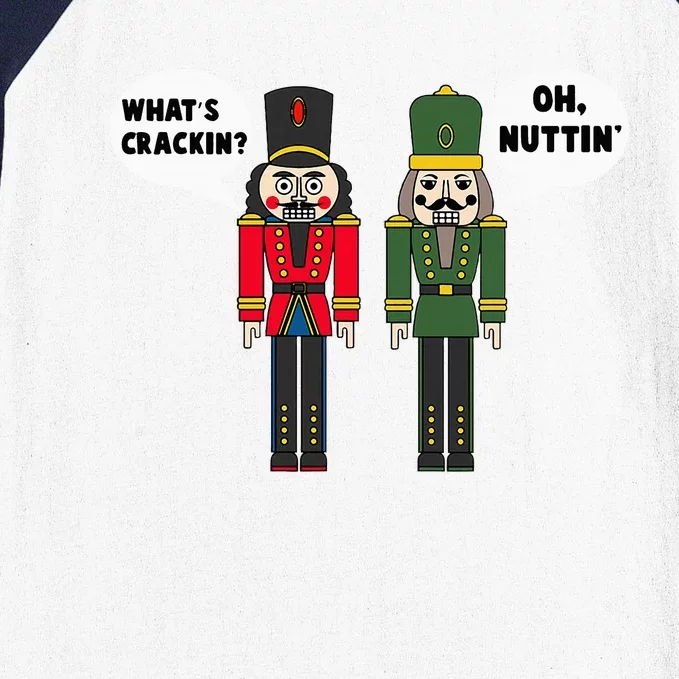 WhatS Crackin Oh Nuttin Funny Christmas Nutcracker Pun Baseball Sleeve Shirt