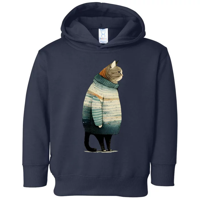 Winter Cat Print Toddler Hoodie