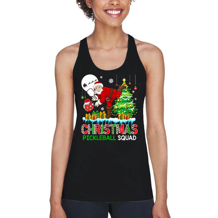 Women Christmas Pickleball Squad Santa Playing Pickleball Player Gift Women's Racerback Tank