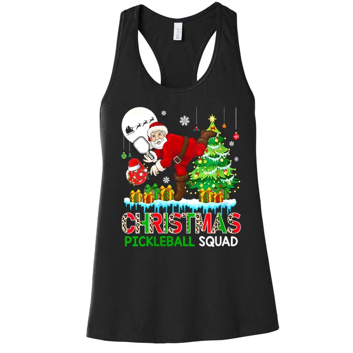 Women Christmas Pickleball Squad Santa Playing Pickleball Player Gift Women's Racerback Tank