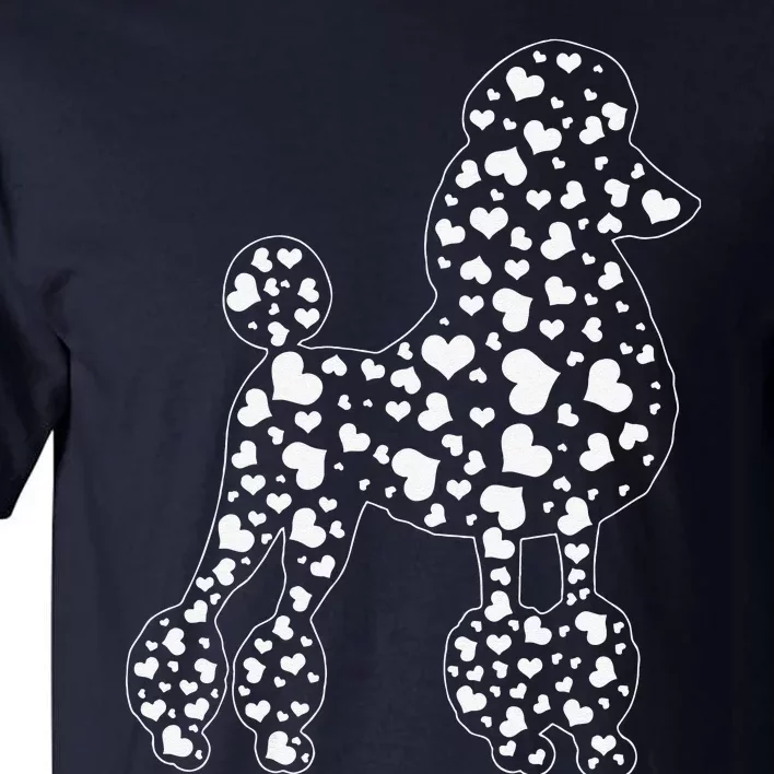 Womens Cute Poodle Dog Hearts Couple Valentine's Puppy Pet Lover Tall T-Shirt