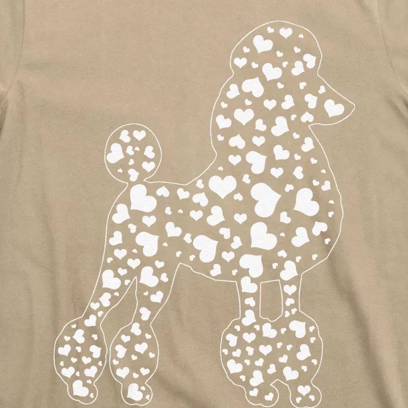 Womens Cute Poodle Dog Hearts Couple Valentine's Puppy Pet Lover T-Shirt