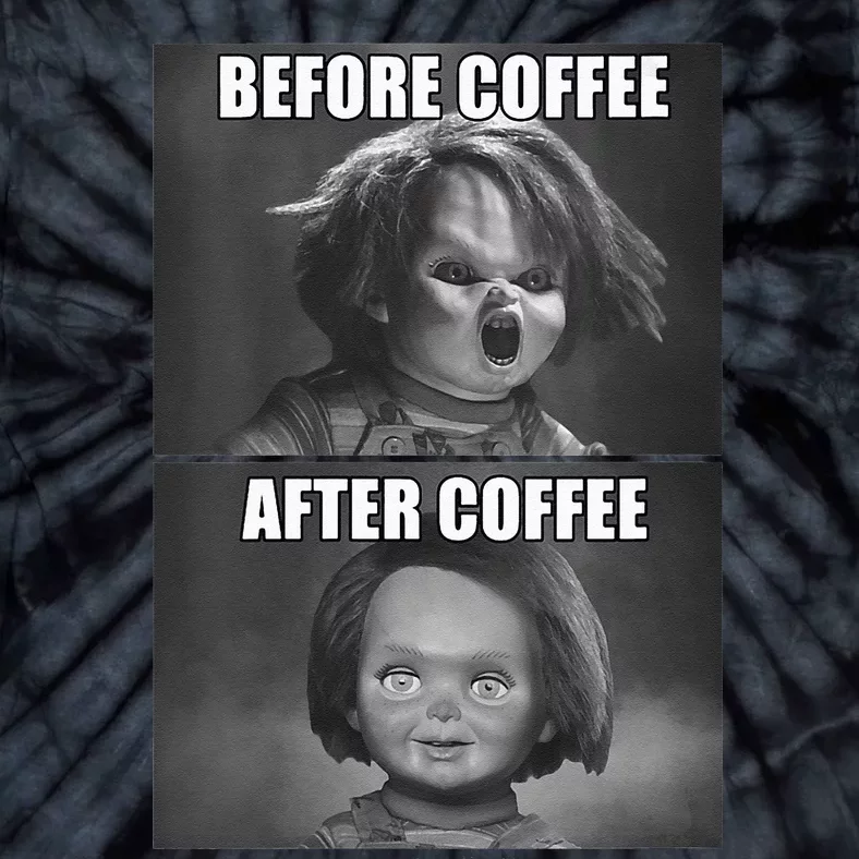 Womens Childs Play Chucky Before Coffee After Coffee Tie-Dye T-Shirt