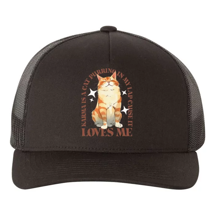 Watercolor Cat Purring And Karma Lover Yupoong Adult 5-Panel Trucker Hat