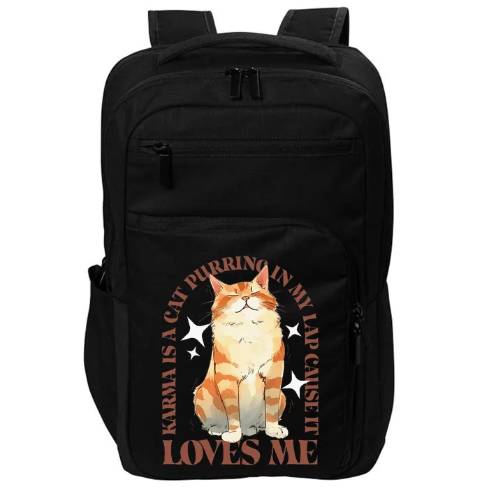 Watercolor Cat Purring And Karma Lover Impact Tech Backpack