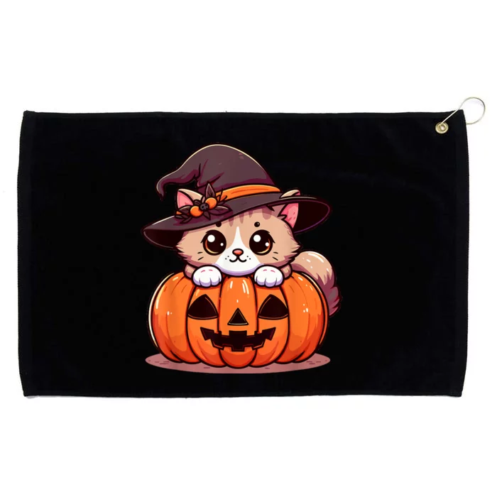 Witch Cat & Pumpkin Halloween Cute Grommeted Golf Towel