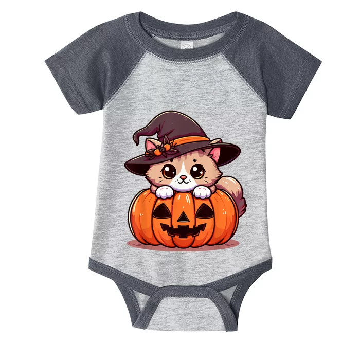 Witch Cat & Pumpkin Halloween Cute Infant Baby Jersey Bodysuit