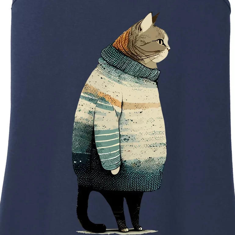 Winter Cat Print Ladies Essential Tank