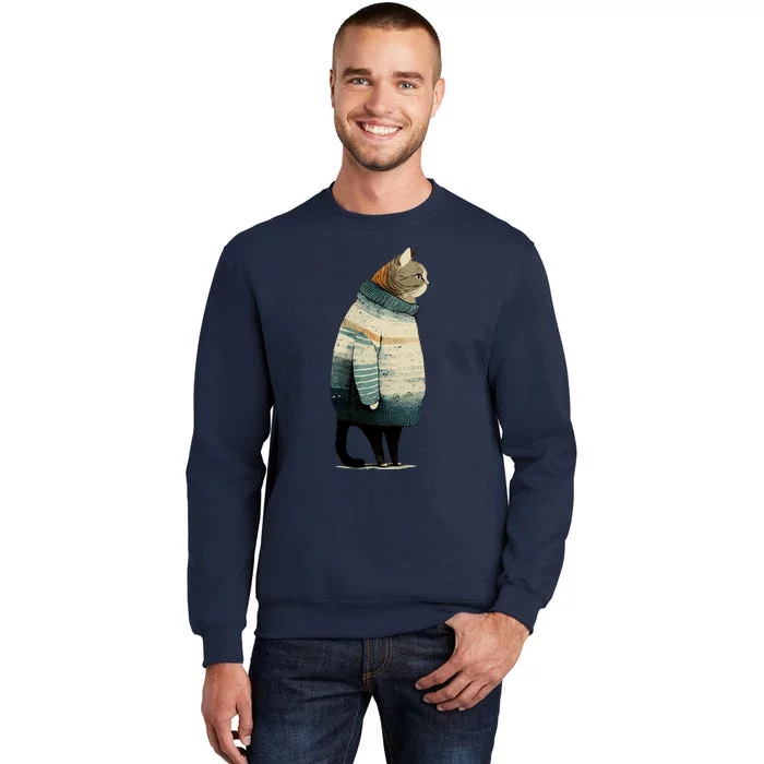 Winter Cat Print Tall Sweatshirt