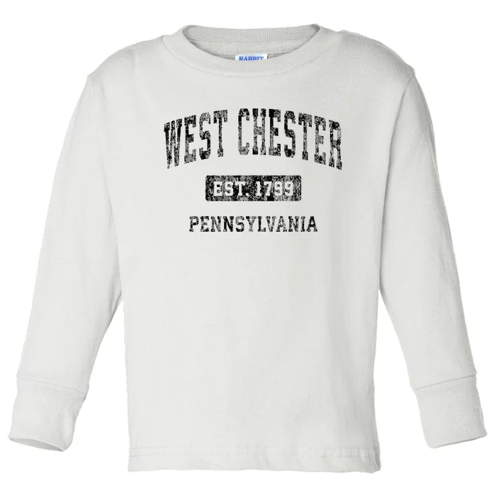 West Chester Pennsylvania Pa Vintage Sports Design Black Des Toddler Long Sleeve Shirt