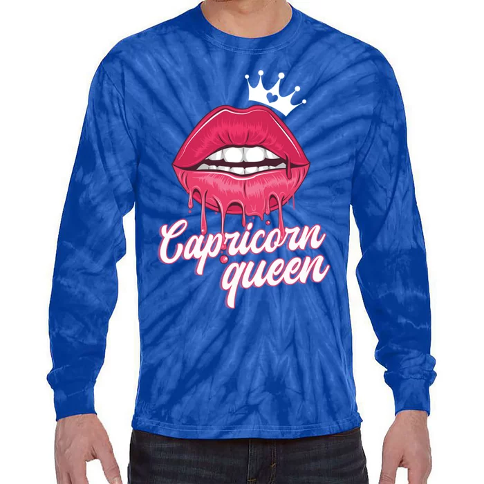 Wo Capricorn Queen Capricorn Zodiac Sign Meaningful Gift Tie-Dye Long Sleeve Shirt