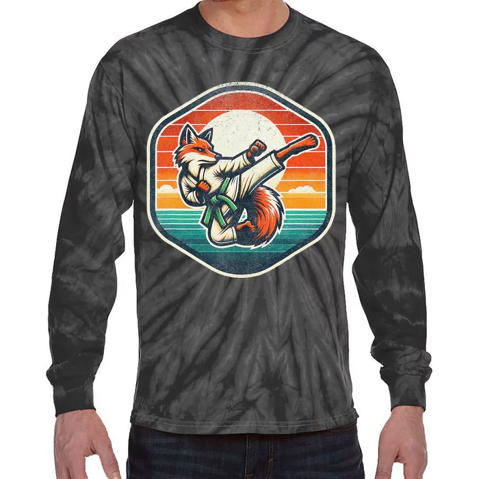 Whimsical Cartoon Retro Sunset Fun Tie-Dye Long Sleeve Shirt