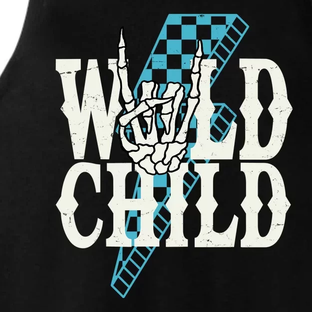 Wild Child Rock And Roll Lightning Bolt Ladies Tri-Blend Wicking Tank