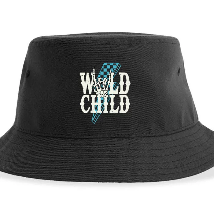 Wild Child Rock And Roll Lightning Bolt Sustainable Bucket Hat