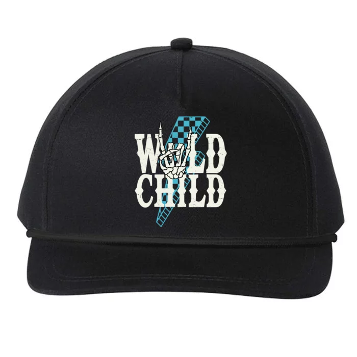 Wild Child Rock And Roll Lightning Bolt Snapback Five-Panel Rope Hat