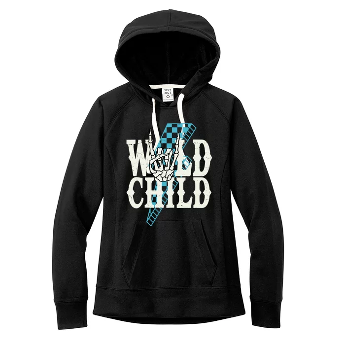 Wild Child Rock And Roll Lightning Bolt Women's Fleece Hoodie