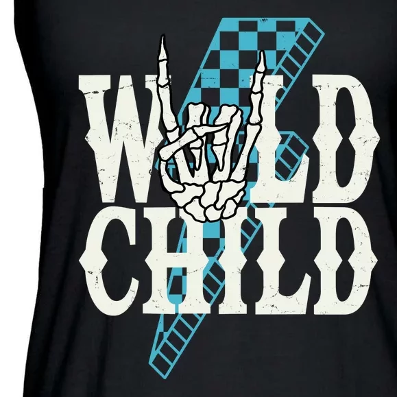 Wild Child Rock And Roll Lightning Bolt Ladies Essential Flowy Tank