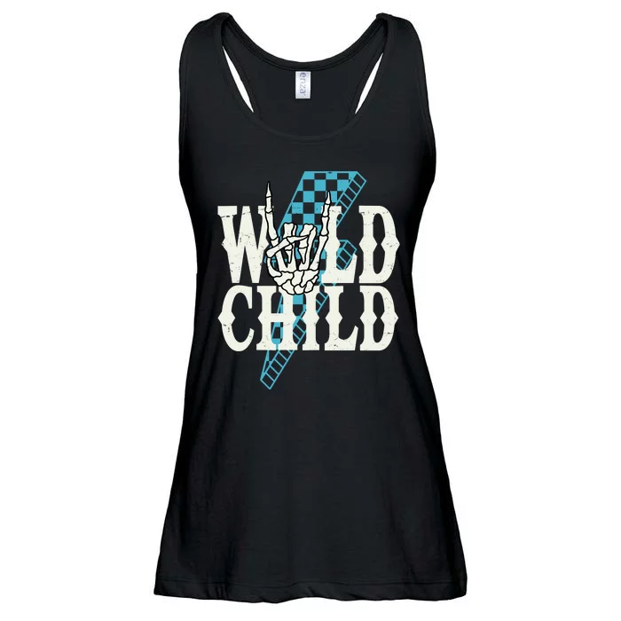 Wild Child Rock And Roll Lightning Bolt Ladies Essential Flowy Tank