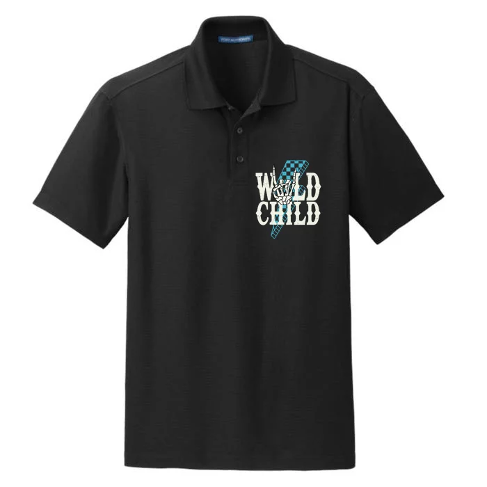 Wild Child Rock And Roll Lightning Bolt Dry Zone Grid Performance Polo