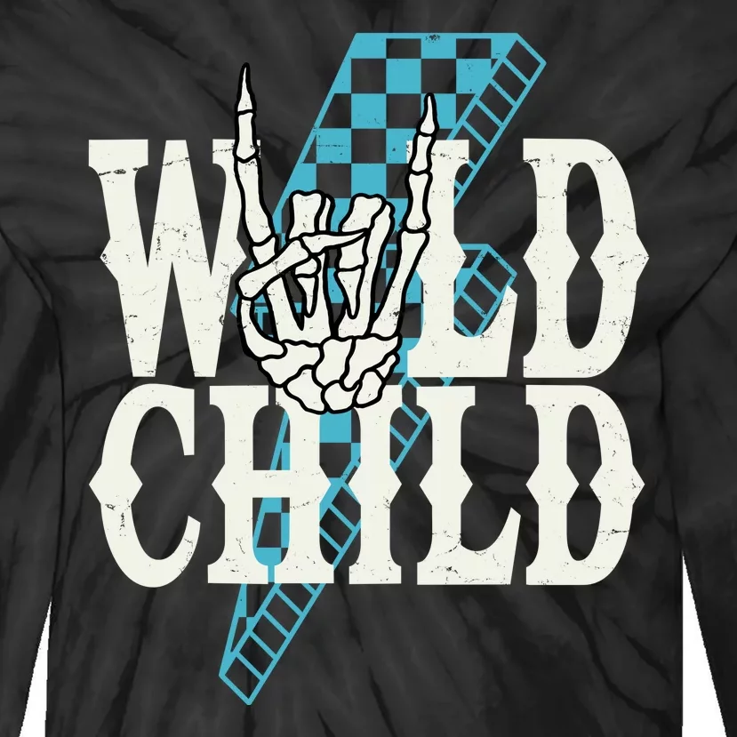 Wild Child Rock And Roll Lightning Bolt Tie-Dye Long Sleeve Shirt