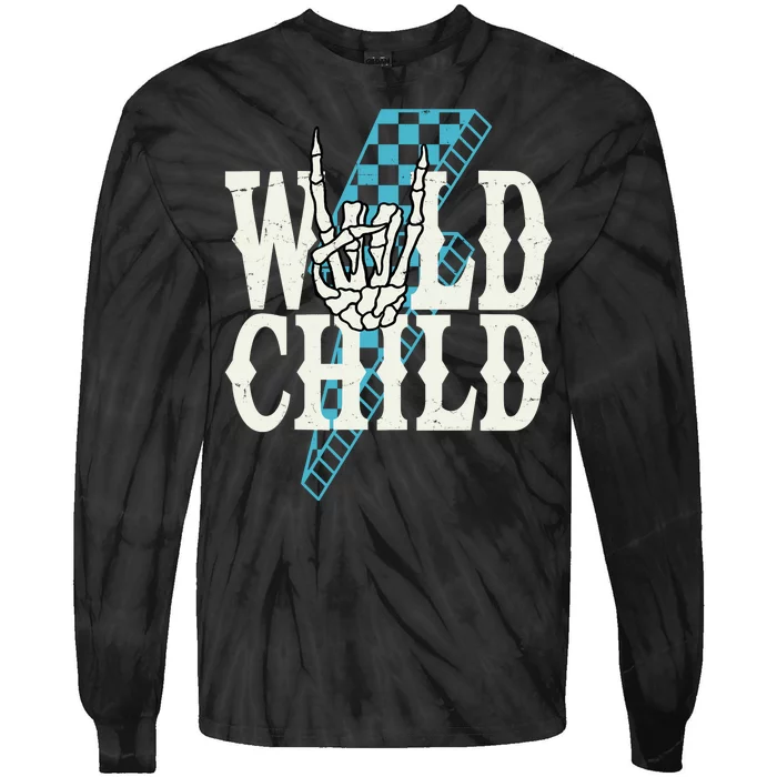 Wild Child Rock And Roll Lightning Bolt Tie-Dye Long Sleeve Shirt