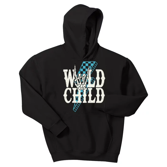 Wild Child Rock And Roll Lightning Bolt Kids Hoodie