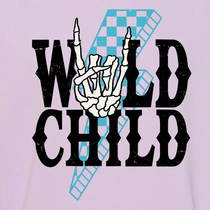 Wild Child Rock And Roll Lightning Bolt Garment-Dyed Sweatshirt