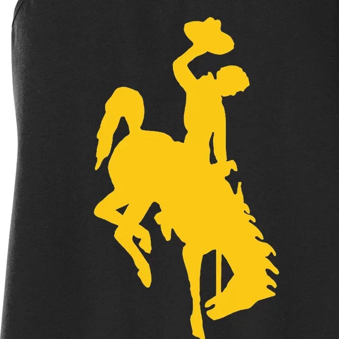 Wyoming Cowboy Riding A Bucking Horse Women's Racerback Tank