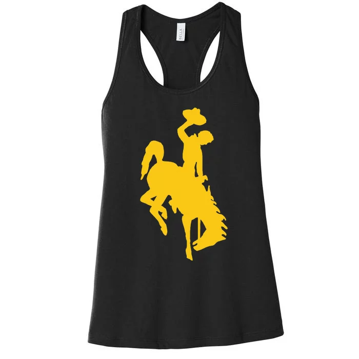 Wyoming Cowboy Riding A Bucking Horse Women's Racerback Tank