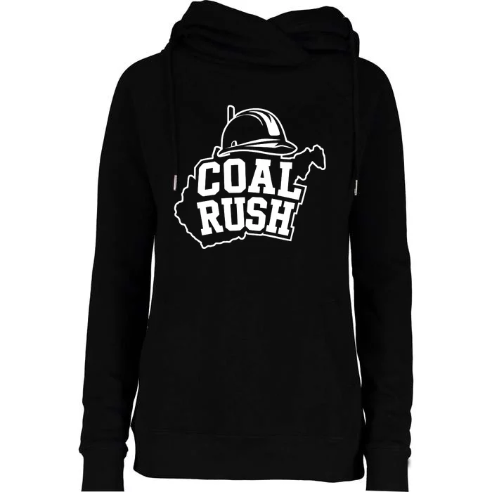 Wv Coal Rush With State And Miner Hard Hat Womens Funnel Neck Pullover Hood