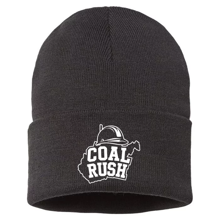 Wv Coal Rush With State And Miner Hard Hat Sustainable Knit Beanie