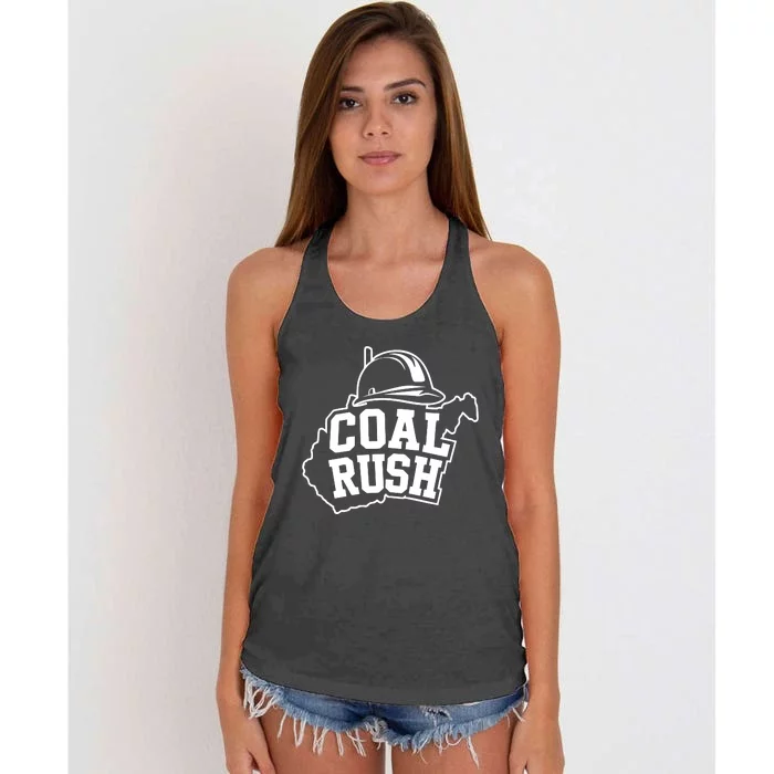 Wv Coal Rush With State And Miner Hard Hat Women's Knotted Racerback Tank