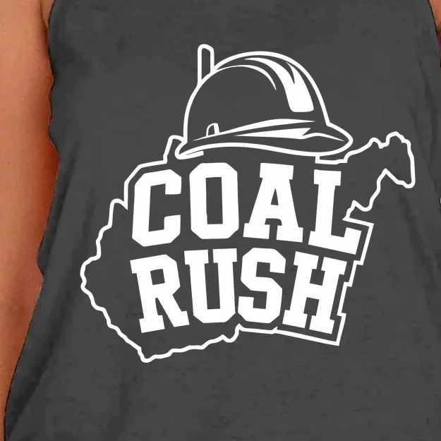 Wv Coal Rush With State And Miner Hard Hat Women's Knotted Racerback Tank