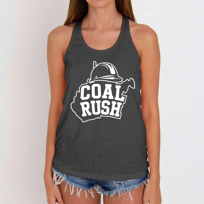 Wv Coal Rush With State And Miner Hard Hat Women's Knotted Racerback Tank