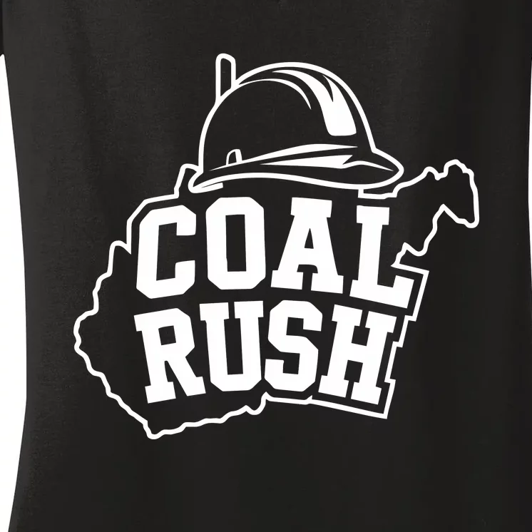 Wv Coal Rush With State And Miner Hard Hat Women's V-Neck T-Shirt