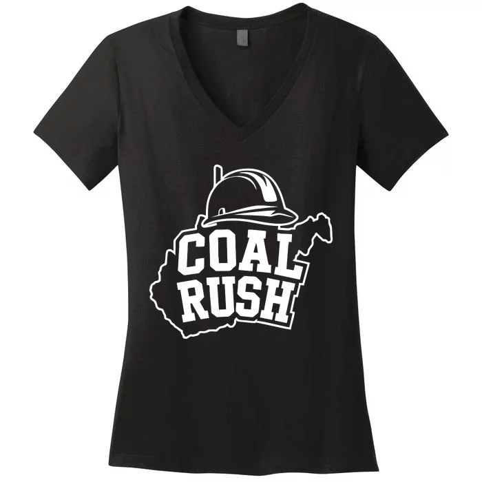 Wv Coal Rush With State And Miner Hard Hat Women's V-Neck T-Shirt