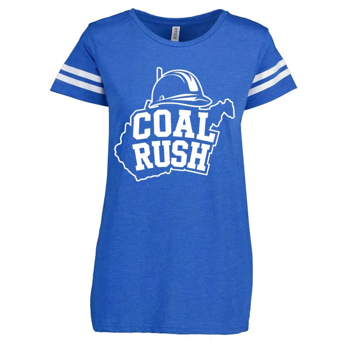 Wv Coal Rush With State And Miner Hard Hat Enza Ladies Jersey Football T-Shirt