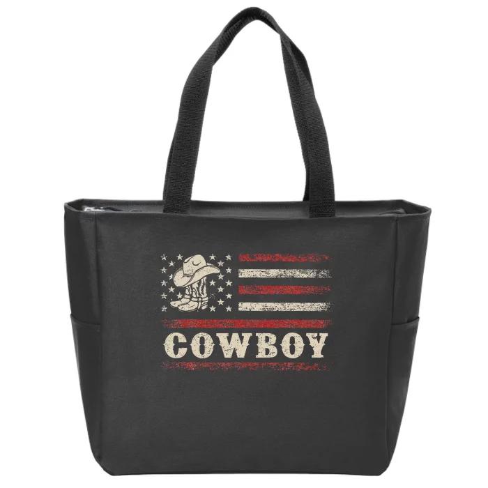 Western Country Retro Cowboy Style Zip Tote Bag