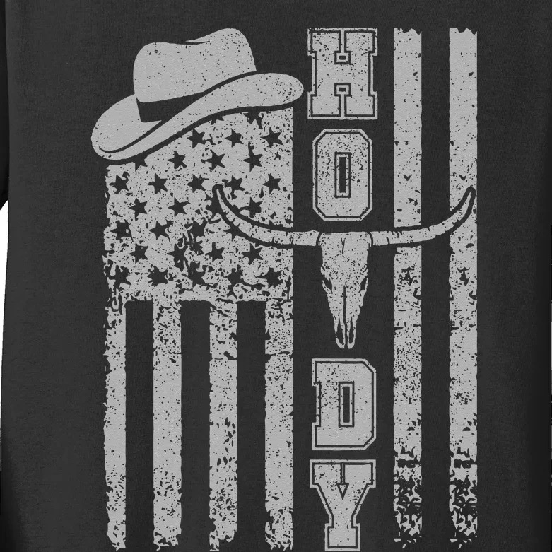 Western Country Rodeo Southern Cow Howdy Kids Long Sleeve Shirt