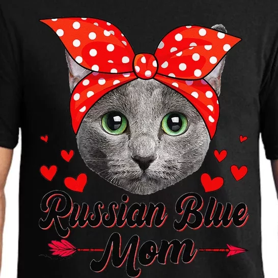 Womens Cute Russian Blue Mom Tee Cat Mom Mother's Day For Women Pajama Set