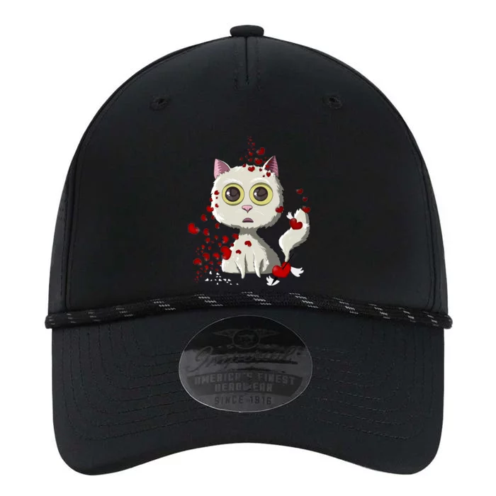 White Cat Red Hearts Funny Cat Mom Valentines Day Cat Lover Gift Performance The Dyno Cap